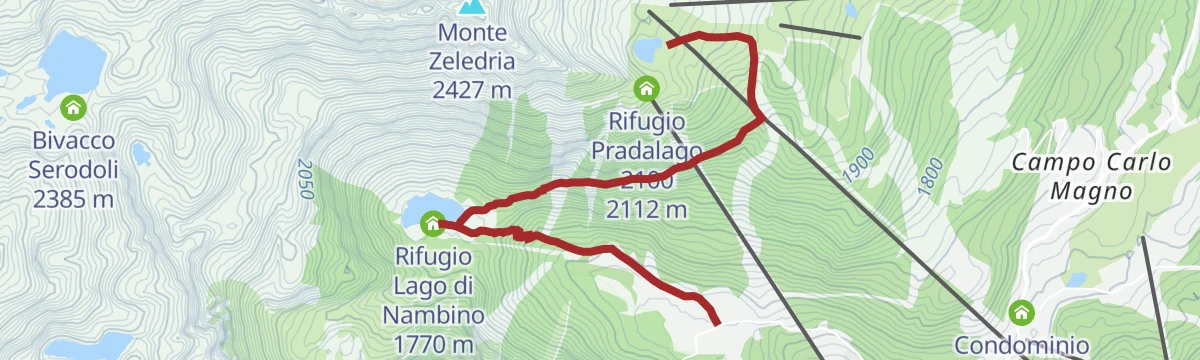 Route map: Pradalago - Lago Nambino tour